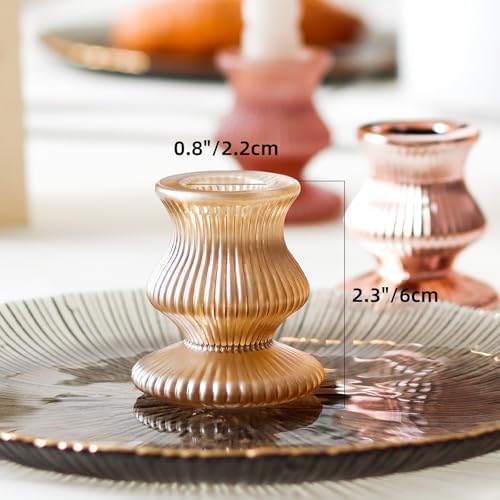 WDHODEC Pink Gold Candlestick Holders 12PCS Glass Taper Candle Holders for Table Centerpiece Colorful Candle Sticks for Spring Wedding, Party and Festival Decoration - Image 6