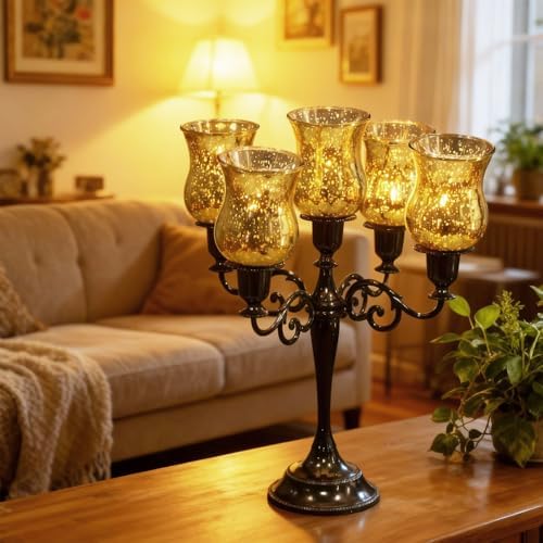VIHOSE Bulk Set of 6 Gold 3.5" Peg Votive Holders with Rubber Gasket Glass Wholesale Candelabra Hurricane Glass Shades Votive Candleholder Cups for Stylish Home Decor - Image 5