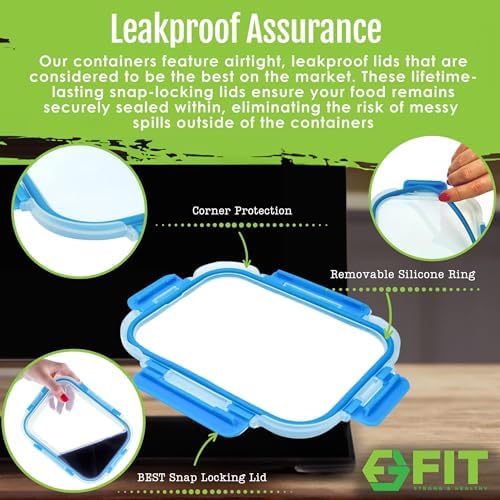 Glass Meal Prep Containers 1 & 2 & 3 Compartments, Airtight, 35 oz, 3 Pack - Image 4