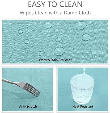 Veblandy Rectangle Tablecloth Waterproof 52x70 inch Linen Textured Table Cloth Stain and Wrinkle Resistant Washable, Decorative Fabric Table Cover for Dining, Party and Camping, Aqua - Image 4