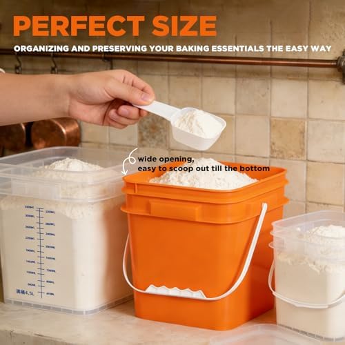 ASEVAT 2 Pack 1 Gallon (4L) Square Orange Food Storage Containers with Lids & Scoops, BPA-Free Pantry Organizer Bins for Flour, Rice, Sugar, Cereal & Pasta, Graduated Stackable Dry-Goods Storage - Image 5