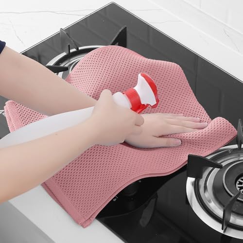 Homaxy 100% Cotton Waffle Weave Kitchen Dish Towels 12-Pack, Dried Rose - Image 5