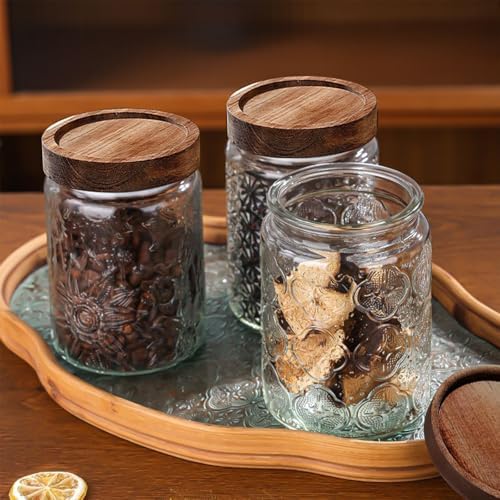 6-Pack 24 OZ Vintage Glass Jar with Lid, Airtight Food Storage Canisters with Bamboo for Kitchen Counter Pantry, Ideal for Coffee, Candy, Tea, Oats, Sugar, Cookies Decorative Jars - Image 6