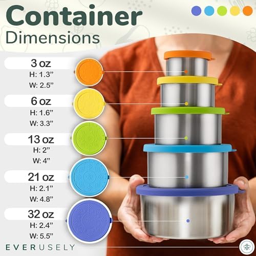 Microwavable Stainless Steel Food Containers, Lunch Boxes, Set of 5, Summer - Image 2
