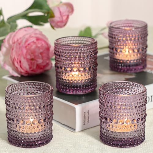 SUPMIND 24pcs Purple Glass Votive Candle Holders Bulk for Wedding - Image 3