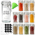 ComSaf Small Glass Spice Jars with Airtight Lids 4 oz 12 Pack with Labels by ComSaf