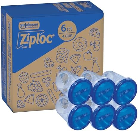 Ziploc Twist N Loc Food Storage Meal Prep Containers, Medium, 6 Count by Ziploc