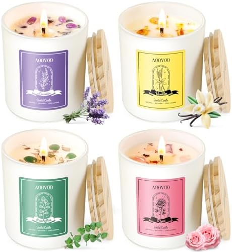 AOOVOO Rose/Vanilla/Eucalyptus/Lavender Scented Candles for Women by AOOVOO
