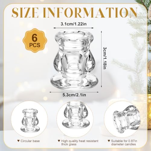 6 Set Glass Hurricane Candle Holders 11.8" Open Ended Glass Candleholder Tube Shape Bottomless and 2.1" Taper Clear Candlestick Holder Bulk for Table Centerpiece Wedding Party Home Decor (6, Clear) - Image 3