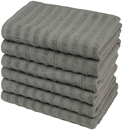 Premium Kitchen Towels 6 Pack 100% Cotton, 20"x28" - Anthracite Solid - Image 6