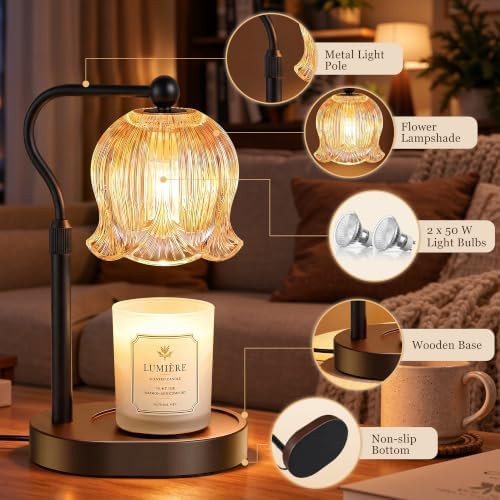 Candle Warmer Lamp with Timer, Adjustable and Dimmable, Black - Image 3