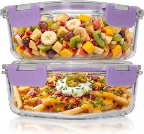 Razab 2 PC 1200ML / 41 Oz Glass Food Storage Containers with Lids - Airtight & Leakproof - Microwave/Oven/Freezer Safe - BPA Free - Ideal for Meal Prep, Storing Leftover & Lunch by RazabHomeGoods