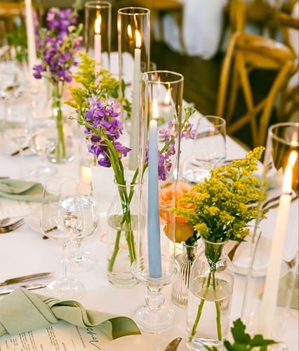 6 Pcs Hurricane Candle Holder Sleeve, H:14" D:2.5" Clear Glass - Image 4