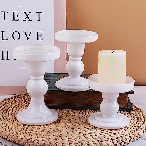 6-Piece Set of White Glass Candlestick, Crystal Candlestick Holder Holder and Conical Candle, Christmas Candle Holder Decoration, Family Living Room Wedding Candle Holder (white2sets) - Image 6