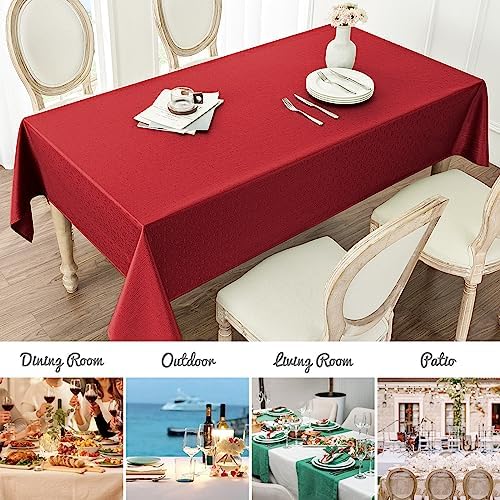 Veblandy Rectangle Tablecloth Waterproof 52x70 inch Linen Textured Table Cloth Stain and Wrinkle Resistant Washable, Decorative Fabric Table Cover for Dining, Party and Camping, Red - Image 7