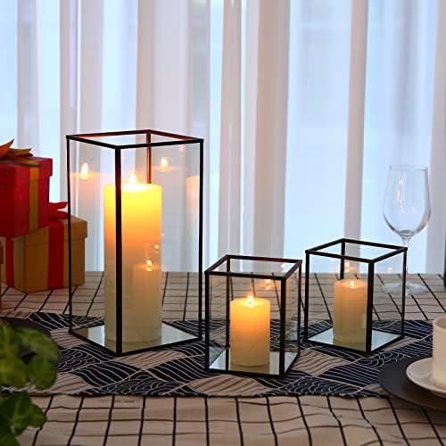yshengood Hurricane Candle Holder Set of 3 Pcs, Black Candle Holder for Pillar Candle by yshengood