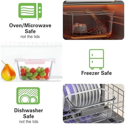 4 Pieces 63oz Large Glass Food Storage Containers with Lids for Meal Prep - Image 3