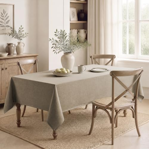 Veblandy 2 Pack Rectangle Tablecloth, 52x70 inch, Water Resistant Wrinkle Free Linen Textured Table Cloth Washable, Decorative Fabric Table Cover for Dining, Party and Camping, Mocha - Image 7