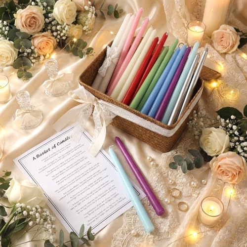 Mtlee Basket of Candle Wedding Gift Candleholders Basket Ribbon, Classic - Image 4