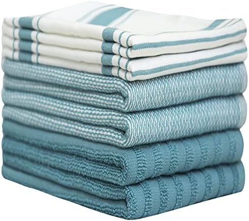 Premium Kitchen Towels 6 Pack 100% Cotton, 20"x28" Dish Towels - Aqua - Image 3