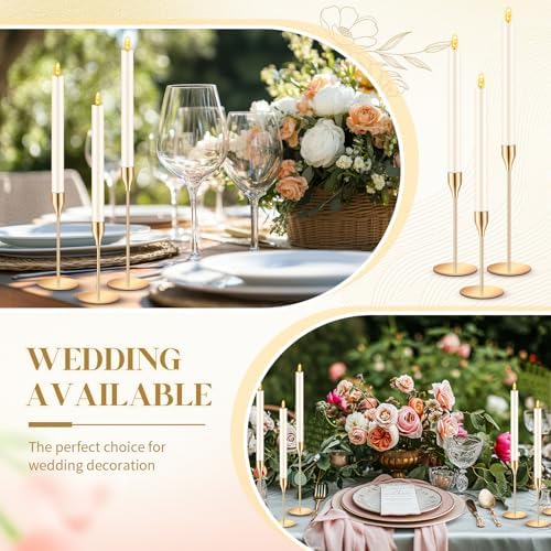 FillTouch 60 Pcs Gold Candle Holders with Ivory Flameless LED Candles Bulk - Image 3