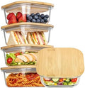 Vtopmart 5 Pack Glass Food Storage Containers with Bamboo Lids, 17.5oz by Vtopmart