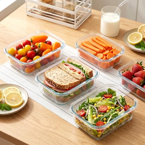 10 Pack 13oz Small Glass Meal Prep Containers with Glass Lids - Image 5