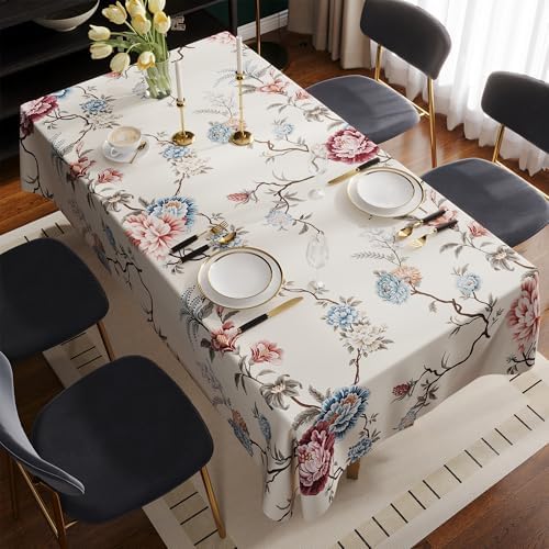 Rectangle Table Cloth,100% Waterproof Tablecloth Oil Proof Spill Proof Vinyl Table Cloth, Wipe Clean Plastic Table Cover for Dining, Camping, Indoor and Outdoor, 54"x84", Graceful Peony - Image 7