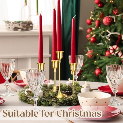 6PCS Brass Gold Taper Candle Holders Set, Vintage Candlestick Holders - Image 6