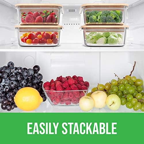 Verel Glass Food Storage Containers with Bamboo Lids (4 Pack, 36 Ounce) Eco Friendly Meal Prep Containers Airtight – Plastic Free, BPA Free - Image 6