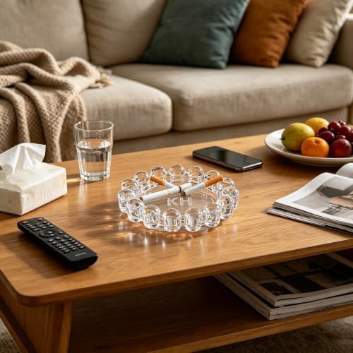 khtumeware Large Chic Clear Bubble Glass Candle Dish – Modern Clear Glass Candle Holder for Tealights & Diffusers, Decorative Tray for Home & Tabletop Decor（1 Pack） - Image 6