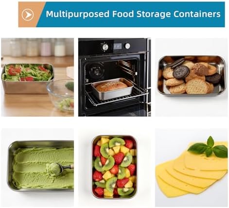 6 Pcs (34oz) Stainless Steel Food Containers with Clear Lids, 7" x 5.1" Stackable Snack Storage Boxes, Deli Meat Keeper for Refrigerator or Picnic, BBQ Party, Office, Gym Lunch - Image 5