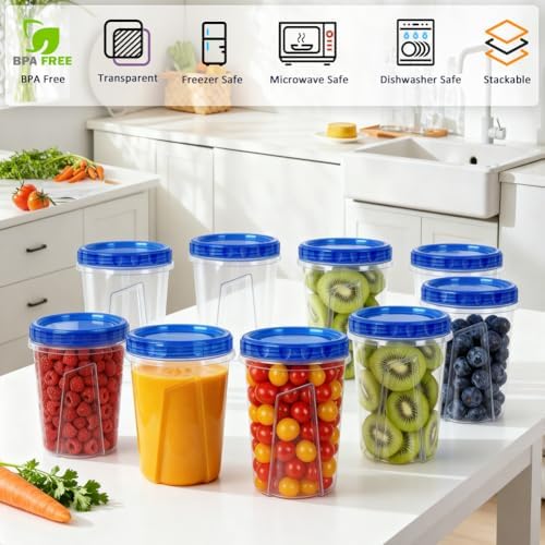 10 Pack 34oz Soup Freezer Storage Containers with Twist Lids for Meal Prep - Image 4