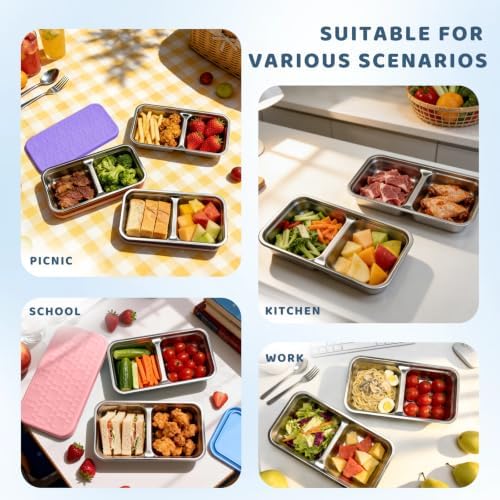 15 oz Snack Containers for Kids, Stainless Steel Lunch Box 3 Pack - Image 5