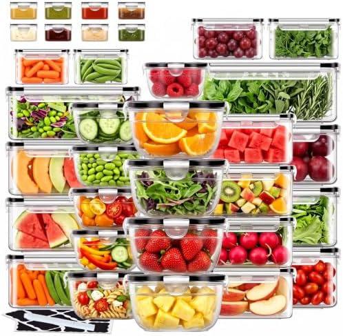 68 Pcs Reusable plastic food storage containers with lids by Asnews