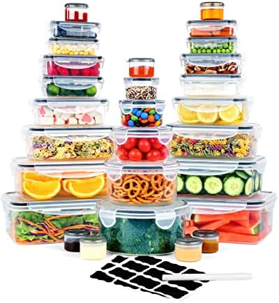 FOOYOO 56 Pcs Large Food Storage Containers Set with Lids (28 Containers + 28 Lids), Airtight Plastic Storage Containers for Pantry & Kitchen Organization, BPA-Free, Leak-Proof by FOOYOO