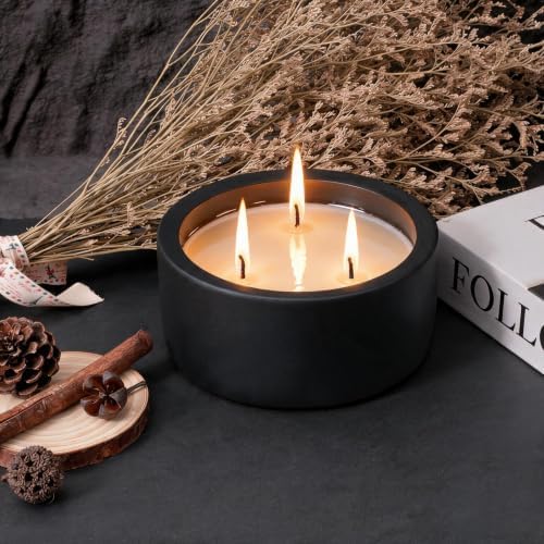Viyffo 20oz Large Scented Candle - Dark Mahogany & Teakwood, 3 Wick Non Toxic Soy Candles for Women & Men, Matte Black Ceramic Jar, Luxury Home Fragrance, Elegant Room Decor & Premium Birthday Gift - Image 2