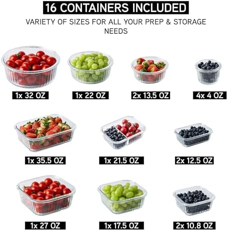 COOK WITH COLOR Premium 32-Pc. Borosilicate Glass Food Container Set with Dividers - 4 Rectangles, 8 Rounds, 4 Squares - Leakproof Lids - Meal Prep, Storage, Fluted Ombre Black - Image 2