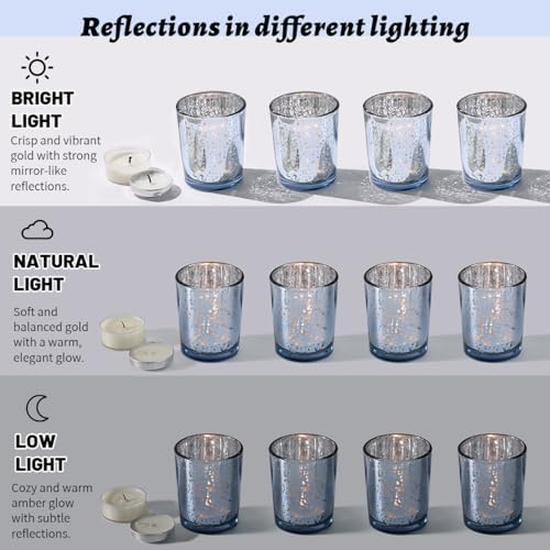 LETINE 6pcs Blue Votive Candle Holders – Standard Votive Size for Regular Votive Candles– Tea Light Candles Holder, Candle Holder for Summer Weddings, Waterfront Venues, Home Decor - Image 3