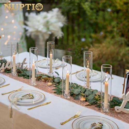 NUPTIO Hurricane Candle Holders for Table Centerpiece- 12" H Set of 6 - Image 2