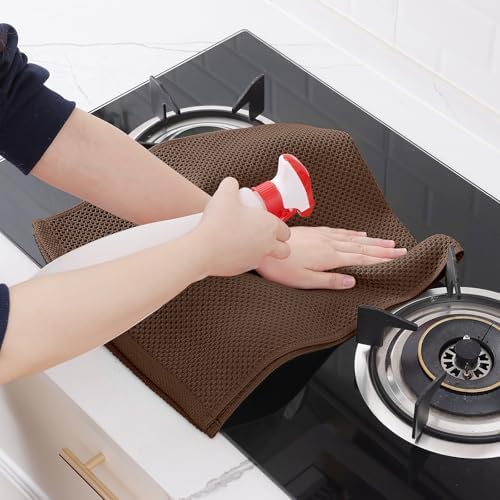 Homaxy 100% Cotton Waffle Weave Kitchen Dish Towels 6-Pack, Coffee - Image 5