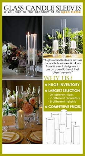 CYS EXCEL 2 PCS (H:14" D:6") Open Ended Glass Hurricane Candleholder Tube Shade | Open Flame Candle Chimney Tube Cover | Bottomless Cylinder - Image 6