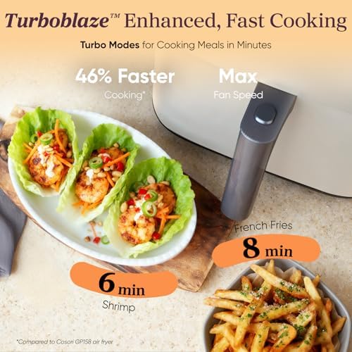 Cosori TurboBlaze Smart Air Fryer 6 Qt, Shake Reminders, 9-in-1, Cream - Image 5