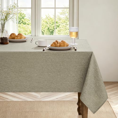 Decorelia Table Cloth for Rectangle Dining Table, Faux Linen Waterproof Texture Farmhouse Washable Rectangular Tablecloth Cover for Birthday, Party, Picnics, Wedding Decor(Natural, 52 x70 Inch) - Image 2
