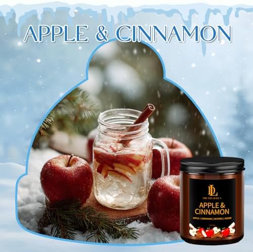 DL DREAMY DEWLA Fall Candle, Apple & Cinnamon Scented for Home, 7oz Soy Wax - Image 2