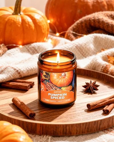 AOOVOO Fall Candles Set - 4 Pack Candles for Home Scented, 28 oz Natural Soy Wax 200 Hour Long Lasting, Autumn Gifts Set for Women Men Fall Fragrance of Pumpkin/Apple Cinnamon/Clove/Wheat Vanilla - Image 4