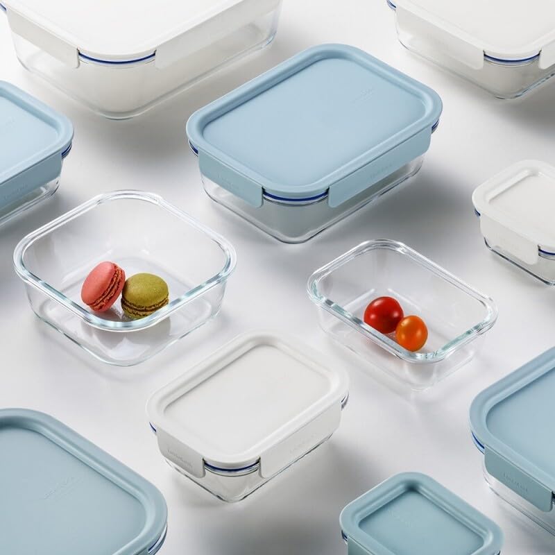 LocknLock LNG445S12M The Clear Heat-Resistant Borosilicate Glass Food Storage Set, 24-Piece (12 Containers + 12 Lids) - Mint - Image 5