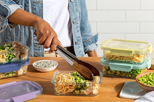 Ello Color Lock 3.4 Cup 10PC,Glass Meal Prep Sets Leak-Proof Glass Food Storage Containers with Airtight BPA-Free Plastic Lids,Dishwasher,Microwave,and Freezer Safe,Purple Rain,5 Count (Pack of 2) - Image 2