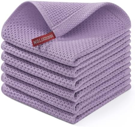 Homaxy 100% Cotton Waffle Weave Kitchen Dish Cloths 6-Pack, Lavender by Homaxy