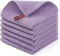 Homaxy 100% Cotton Waffle Weave Kitchen Dish Cloths 6-Pack, Lavender by Homaxy